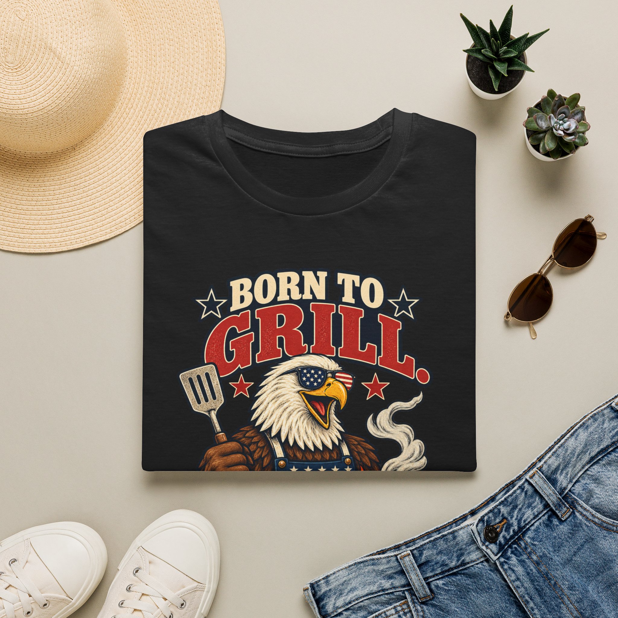 Born to Grill T‑Shirt — Patriotic Eagle BBQ Graphic Tee - Image 2