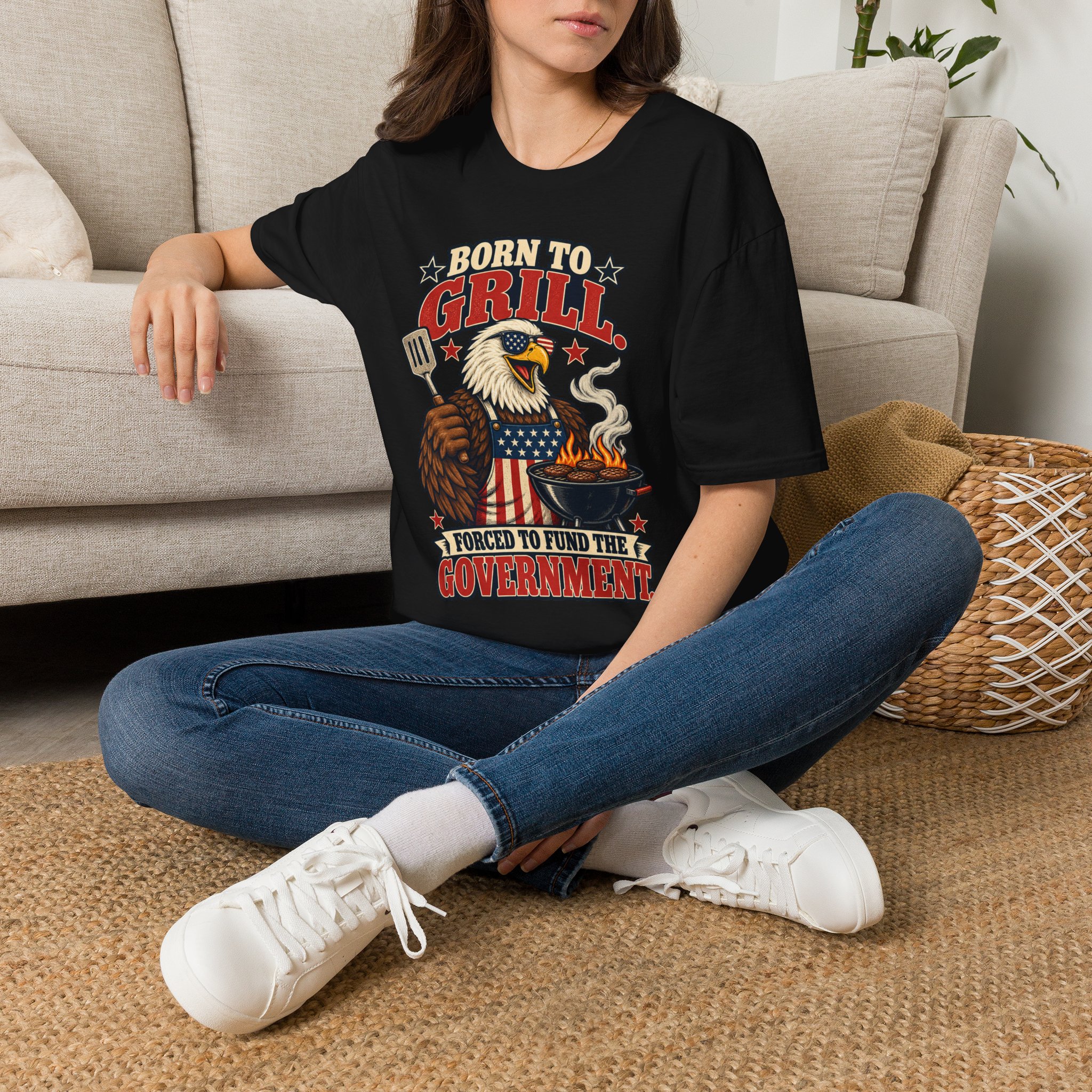 Born to Grill T‑Shirt — Patriotic Eagle BBQ Graphic Tee - Image 3