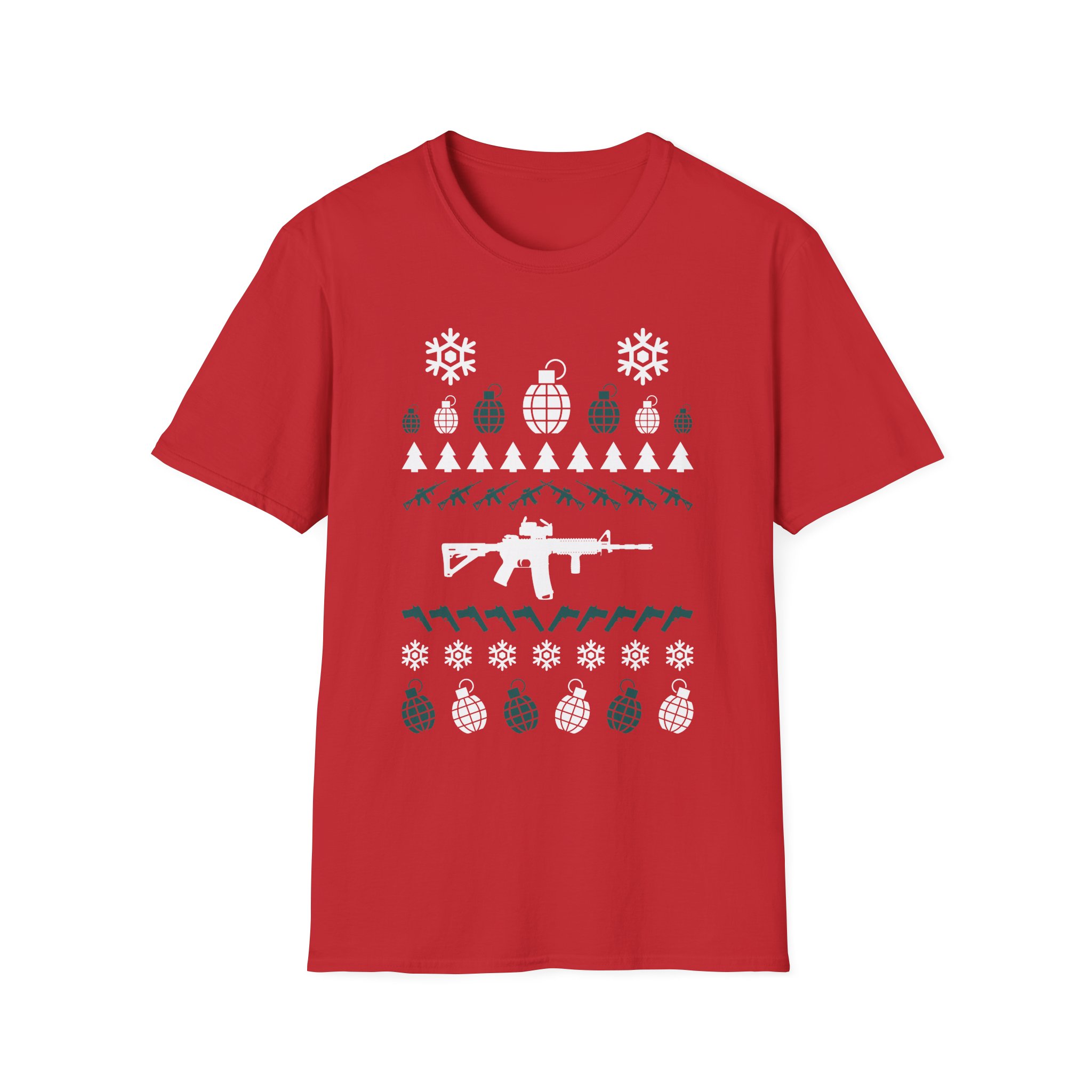 Tactical Christmas Pattern T-Shirt — White & Green Edition