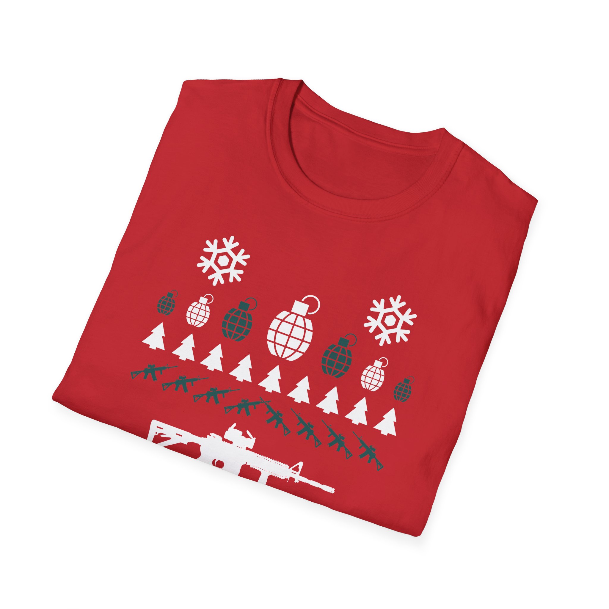 Tactical Christmas Pattern T-Shirt — White & Green Edition - Image 4